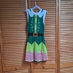 Charming Green and Red Women's Holiday Elf Dress